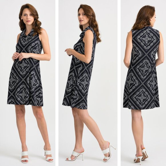 Joseph Ribkoff Dresses & Skirts - Joseph Ribkoff Sleeveless Navy Patterned Women's Dress Size 6